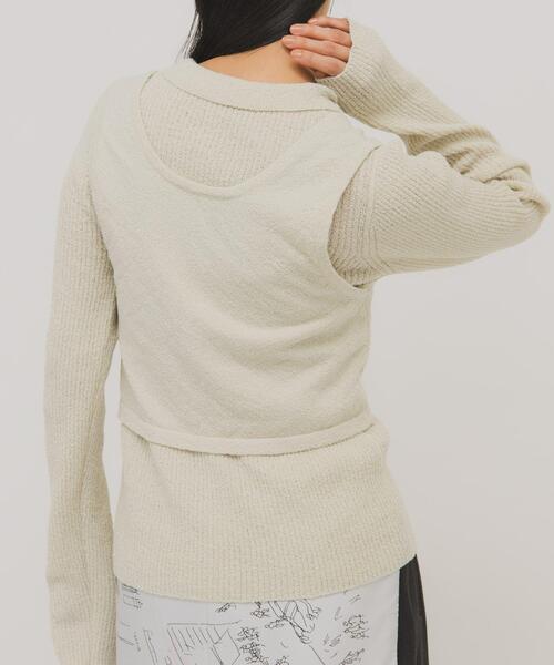 KBF(ケイビーエフ)の「『一部WEB限定カラー』ミニブークレレイヤードニットシャツ(ニット/セーター・レディース・チャコールグレー/ライトブルー/アイボリー/グリーン系その他・ONE)」の20枚目の写真