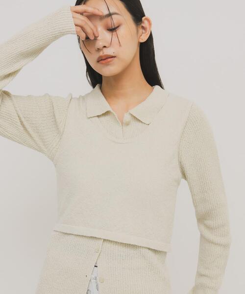 KBF(ケイビーエフ)の「『一部WEB限定カラー』ミニブークレレイヤードニットシャツ(ニット/セーター・レディース・チャコールグレー/ライトブルー/アイボリー/グリーン系その他・ONE)」の21枚目の写真