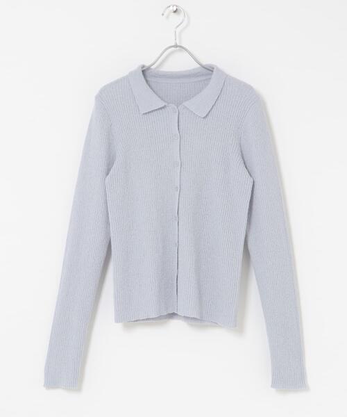 KBF（ケイビーエフ）の「『一部WEB限定カラー』ミニブークレレイヤードニットシャツ（ニット/セーター・レディース・チャコールグレー/ライトブルー/アイボリー/グリーン系その他・ONE）」の9枚目の写真