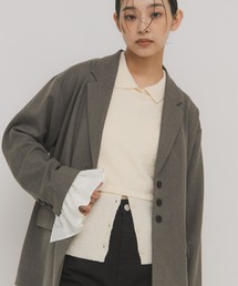 KBF | 『一部WEB限定カラー』ミニブークレレイヤードニットシャツ(ニット/セーター)