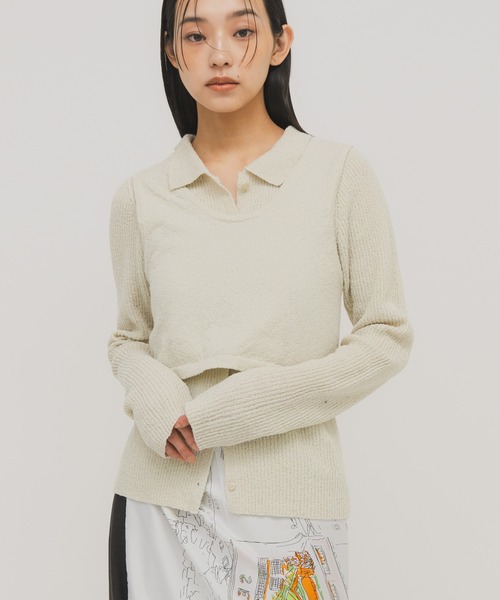 KBF(ケイビーエフ)の「『一部WEB限定カラー』ミニブークレレイヤードニットシャツ(ニット/セーター・レディース・チャコールグレー/ライトブルー/アイボリー/グリーン系その他・ONE)」の20枚目の写真