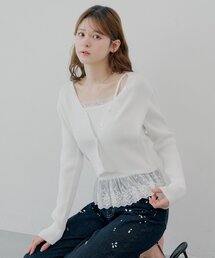 レイヤードフリルニットトップス