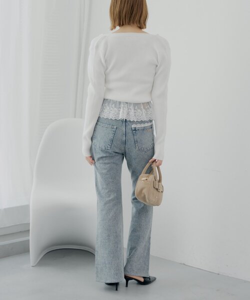 Chico（チコ）の「レイヤードフリルニットトップス（カーディガン/ボレロ・レディース・アイボリー/ピンクベージュ/ネイビー・FREE）」の8枚目の写真