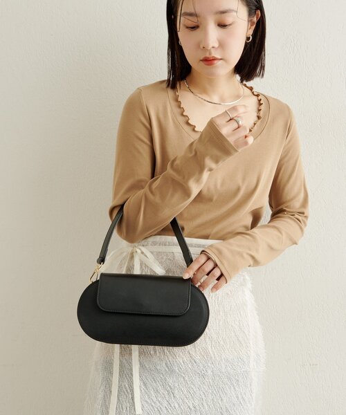 Omekashi（オメカシ）の「【MILLELA FIRENZE】オーバルデザインBAG（トートバッグ・レディース・モカ/ブラック・FREE）」の6枚目の写真