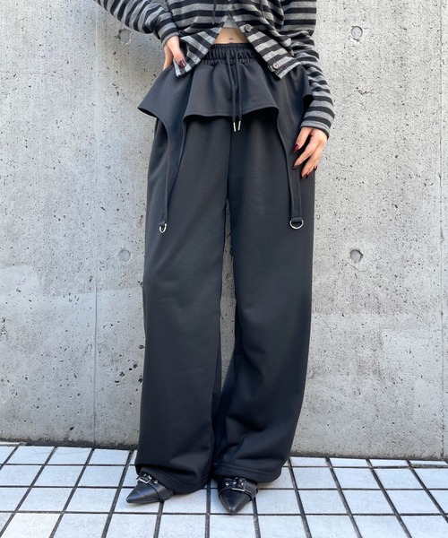 3.3 Field Trip （3.3フィールドトリップ）の「3.3 Field Trip／ガータースウェットパンツ(ウラケ)（スウェットパンツ・レディース・ブラック/グレー・FREE）」の2枚目の写真