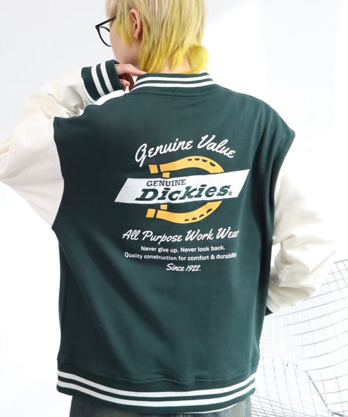 Dickies（ディッキーズ）の「【GENUINE DICKIES/ジェニュインディッキーズ】裏毛バック刺繍プリント エンブレムスタジャン（スタジャン・メンズ・スミクロ/ブルー/グリーン・XL/M/L）」の2枚目の写真