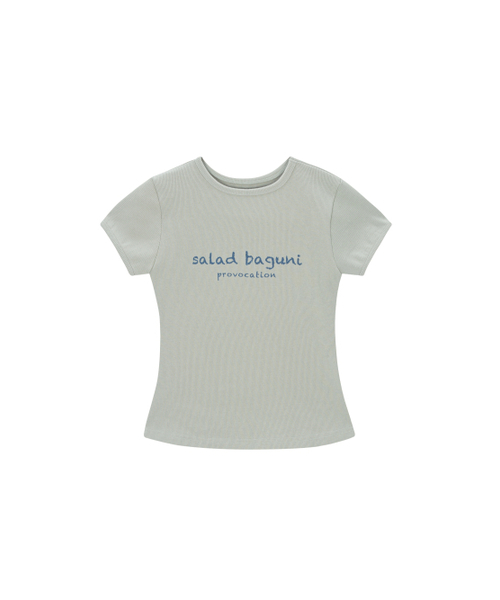 SALAD BAGUNI(サラダバグニ)の「Provocation lettering ribbed tee - olive(Tシャツ/カットソー・レディース・その他・FREE)」の1枚目の写真