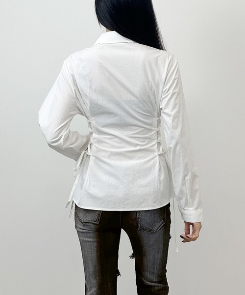 FOLLOWIN(フォロウィン)の「3COLOR/サイドレースアップシャツ(シャツ/ブラウス・レディース・ブラック/ブルー/ホワイト・FREE)」の9枚目の写真