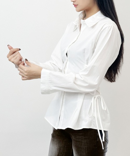 FOLLOWIN(フォロウィン)の「3COLOR/サイドレースアップシャツ(シャツ/ブラウス・レディース・ブラック/ブルー/ホワイト・FREE)」の10枚目の写真