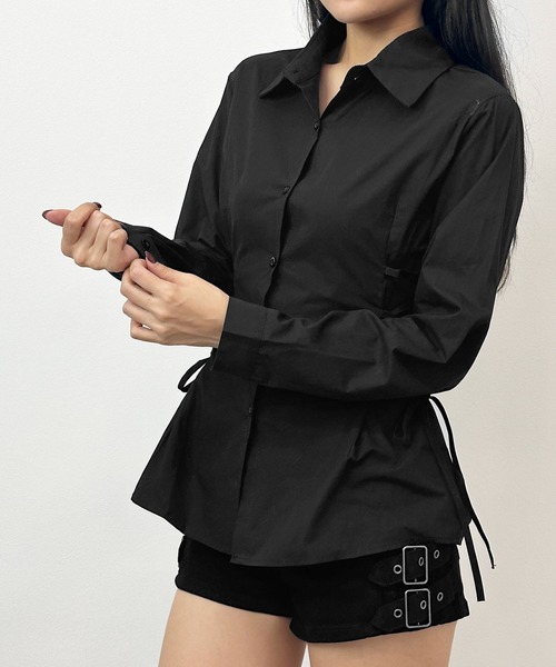 FOLLOWIN(フォロウィン)の「3COLOR/サイドレースアップシャツ(シャツ/ブラウス・レディース・ブラック/ブルー/ホワイト・FREE)」の18枚目の写真