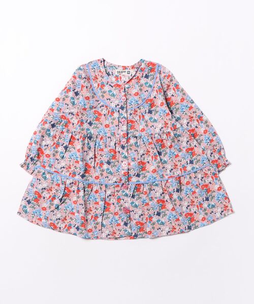RAGMART(ラグマート)の「フラワープリントワンピース(シャツワンピース・キッズ・ピンク/イエロー/ストライプ・90cm/95cm)」の2枚目の写真