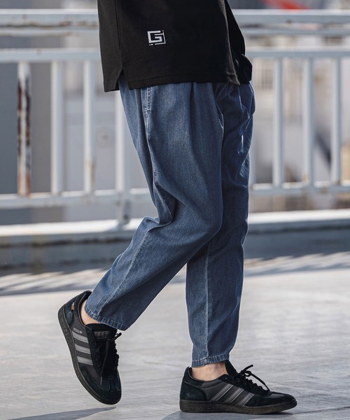 CAMBIO(カンビオ)の「mp14529-Chambray Wide Balloon Silhouette Pants ワイドパンツ(S63426cmb)(その他パンツ・メンズ・ブラック/ネイビー・S/M/L)」の1枚目の写真