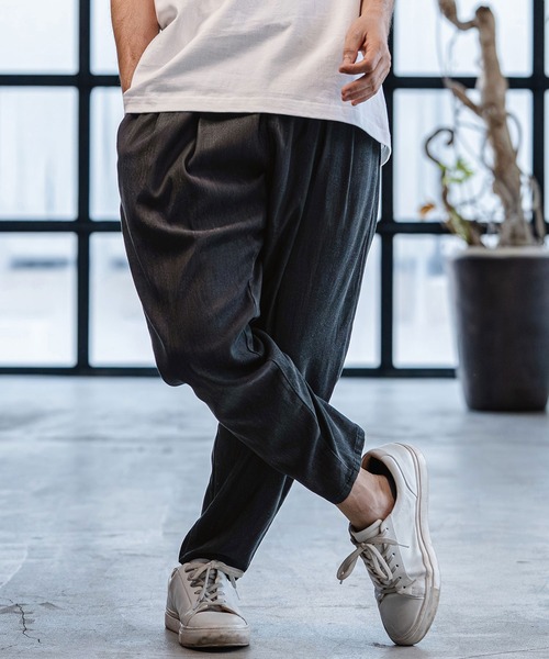 CAMBIO(カンビオ)の「mp14529-Chambray Wide Balloon Silhouette Pants ワイドパンツ(S63426cmb)(その他パンツ・メンズ・ブラック/ネイビー・S/M/L)」の11枚目の写真