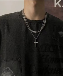 WESTBOY（ウエストボーイ）の「シルバー 2連レイヤード クロスネックレス WO25W16AC09（ネックレス）」