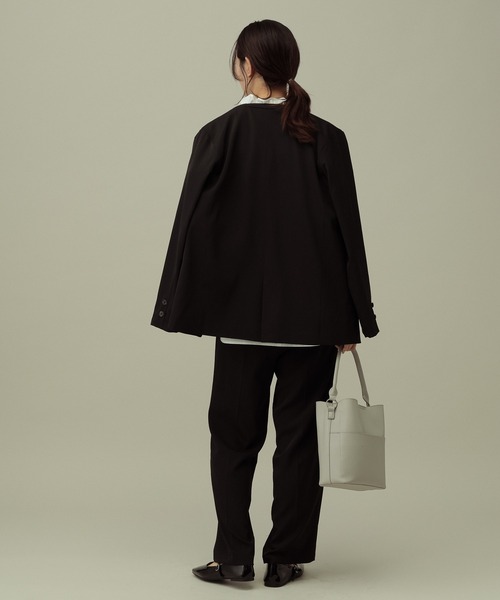 LAKOLE（ラコレ）の「【セレモニー／卒入式にも】＜多機能素材＞ダブルクロスタックパンツ / 642687（スラックス・レディース・モカ/アイボリー/ブラック・LARGE/MEDIUM）」の9枚目の写真