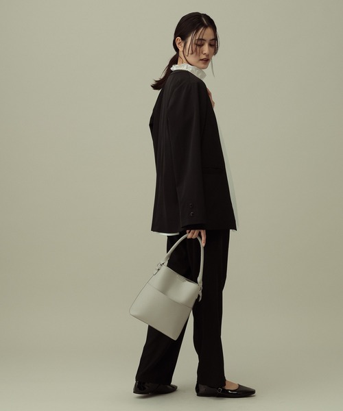 LAKOLE（ラコレ）の「【セレモニー／卒入式にも】＜多機能素材＞ダブルクロスタックパンツ / 642687（スラックス・レディース・モカ/アイボリー/ブラック・LARGE/MEDIUM）」の10枚目の写真