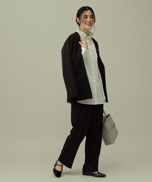 LAKOLE（ラコレ）の「【セレモニー／卒入式にも】＜多機能素材＞ダブルクロスタックパンツ / 642687（スラックス・レディース・モカ/アイボリー/ブラック・LARGE/MEDIUM）」の11枚目の写真