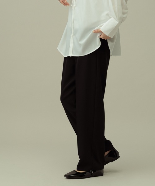 LAKOLE（ラコレ）の「【セレモニー／卒入式にも】＜多機能素材＞ダブルクロスタックパンツ / 642687（スラックス・レディース・モカ/アイボリー/ブラック・LARGE/MEDIUM）」の14枚目の写真