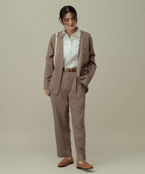 LAKOLE（ラコレ）の「【セレモニー／卒入式にも】＜多機能素材＞ダブルクロスタックパンツ / 642687（スラックス・レディース・モカ/アイボリー/ブラック・LARGE/MEDIUM）」の22枚目の写真