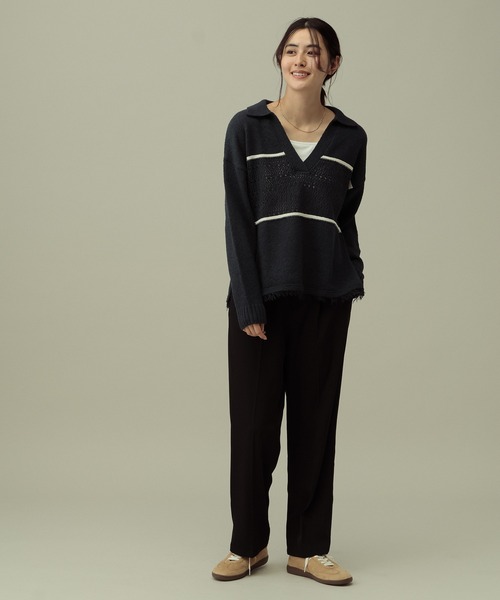 LAKOLE（ラコレ）の「【セレモニー／卒入式にも】＜多機能素材＞ダブルクロスタックパンツ / 642687（スラックス・レディース・モカ/アイボリー/ブラック・LARGE/MEDIUM）」の16枚目の写真