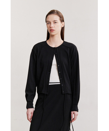 SHIRRING BUTTON CARDIGAN (BLACK)