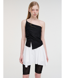 One Shoulder Buckle Blouse Black