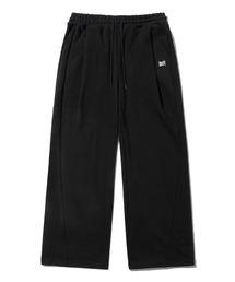 TWO TUCK WIDE TAG SWEAT PANTS - BLACK
