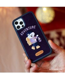 DESIGNSKIN（デザインスキン）の「コーデュロイキャンピングバイオレットビション刺繍ケース（スマホケース/カバー）」