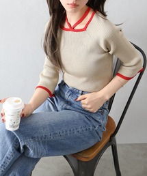 七分袖」に該当するニット/セーター（スクエアネック）ファッション