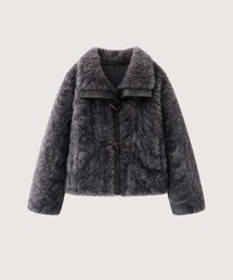 Faux Fur Leather Stitching Short Coat