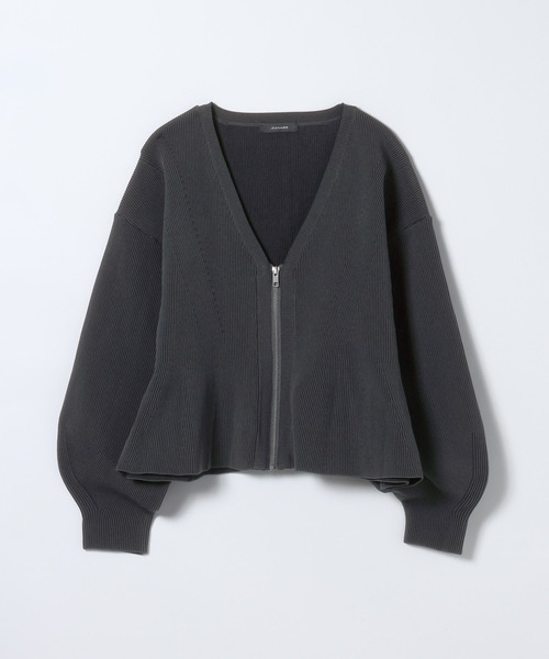 JEANASIS（ジーナシス）の「ペプラムZIP Vカーディガン/650175（カーディガン/ボレロ・レディース・ピンク系その他/グレー系その他/ブラック系/ホワイト系その他・FREE）」の3枚目の写真