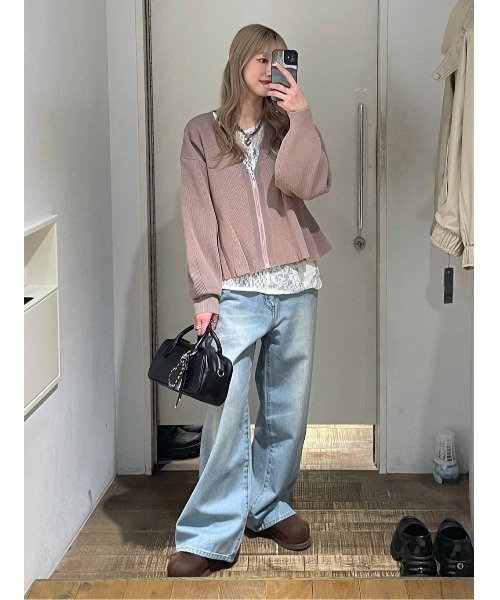 JEANASIS（ジーナシス）の「ペプラムZIP Vカーディガン/650175（カーディガン/ボレロ・レディース・ピンク系その他/グレー系その他/ブラック系/ホワイト系その他・FREE）」の21枚目の写真