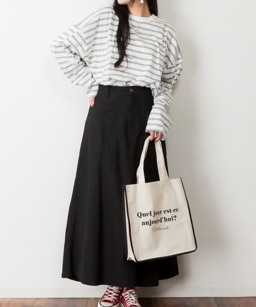 aity(アイティ)の「M-5L オーバーサイズ ボーダーロンT 夏服(Tシャツ/カットソー・レディース・ブルー/杢グレー/ブラック・LL~3L/M~L/4L~5L)」の17枚目の写真