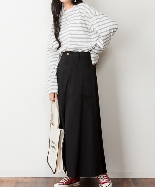 aity(アイティ)の「M-5L オーバーサイズ ボーダーロンT 夏服(Tシャツ/カットソー・レディース・ブルー/杢グレー/ブラック・LL~3L/M~L/4L~5L)」の18枚目の写真