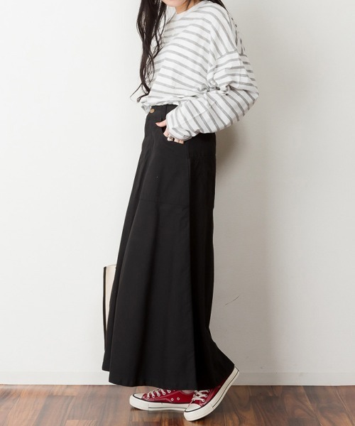 aity(アイティ)の「M-5L オーバーサイズ ボーダーロンT 夏服(Tシャツ/カットソー・レディース・ブルー/杢グレー/ブラック・LL~3L/M~L/4L~5L)」の19枚目の写真
