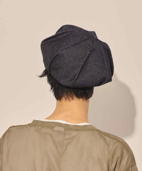 arth(アース)の「arth Loose Denim Tuck Cas / アース(キャスケット・メンズ・ストライプ/ネイビー・60cm/58cm)」の4枚目の写真