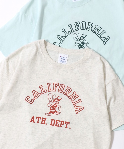 Champion(チャンピオン)の「Champion/チャンピオン コットンUSA カレッジロゴプリント ワンポイント刺繍 半袖Tシャツ/レディース(Tシャツ/カットソー・レディース・グレー/ネイビー/オートミール/ホワイト系その他/グリーン/ホワイト/ブルー系その他/オレンジ・L/M)」の4枚目の写真