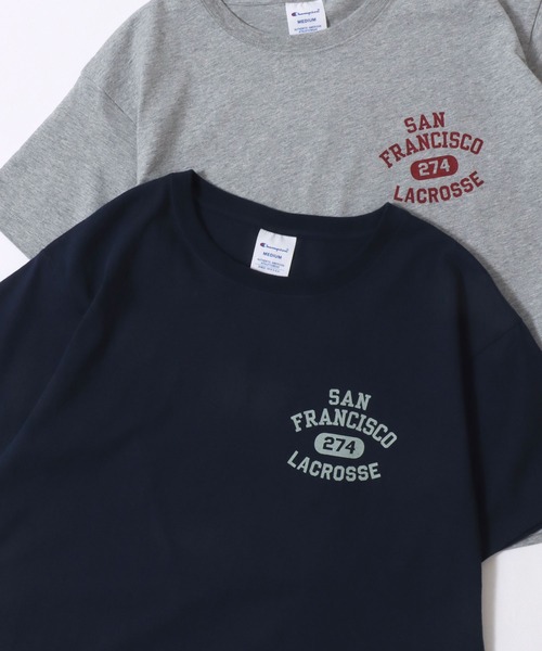 Champion(チャンピオン)の「Champion/チャンピオン コットンUSA カレッジロゴプリント ワンポイント刺繍 半袖Tシャツ/レディース(Tシャツ/カットソー・レディース・グレー/ネイビー/オートミール/ホワイト系その他/グリーン/ホワイト/ブルー系その他/オレンジ・L/M)」の7枚目の写真