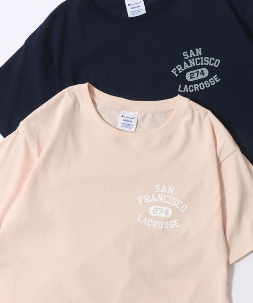 Champion(チャンピオン)の「Champion/チャンピオン コットンUSA カレッジロゴプリント ワンポイント刺繍 半袖Tシャツ/レディース(Tシャツ/カットソー・レディース・グレー/ネイビー/オートミール/ホワイト系その他/グリーン/ホワイト/ブルー系その他/オレンジ・L/M)」の8枚目の写真