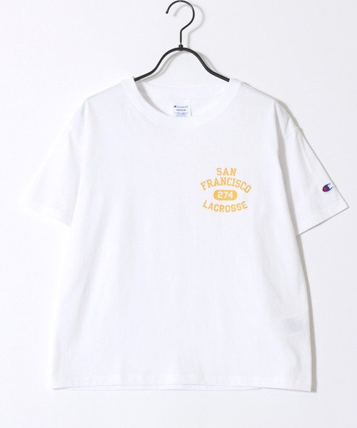 Champion(チャンピオン)の「Champion/チャンピオン コットンUSA カレッジロゴプリント ワンポイント刺繍 半袖Tシャツ/レディース(Tシャツ/カットソー・レディース・グレー/ネイビー/オートミール/ホワイト系その他/グリーン/ホワイト/ブルー系その他/オレンジ・L/M)」の18枚目の写真