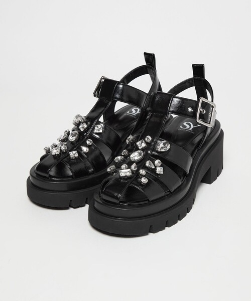 SY UNITED ARROWS(シーユナイテッドアローズ)の「<SY> ビジューグルカ サンダル75↑(サンダル・レディース・その他1/ブラック/オフホワイト・25.5cm/24.5cm/23.5cm/22.5cm)」の4枚目の写真