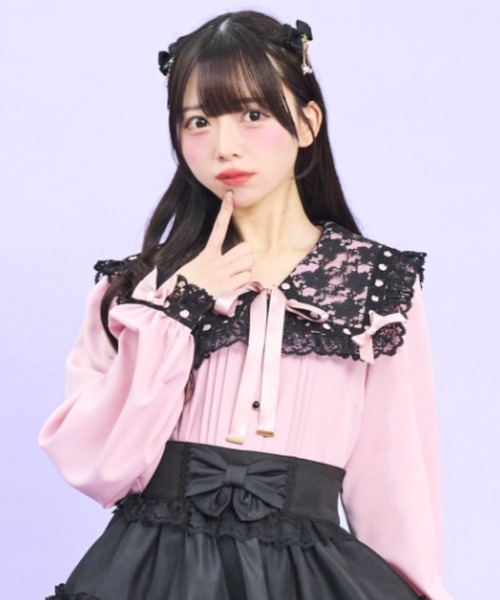 Secret Honey(シークレットハニー)の「はしごレースセーラーブラウス(シャツ/ブラウス・レディース・オフホワイト/ピンク/ブラック・MEDIUM)」の2枚目の写真