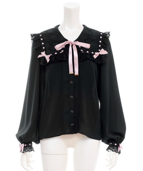 Secret Honey(シークレットハニー)の「はしごレースセーラーブラウス(シャツ/ブラウス・レディース・オフホワイト/ピンク/ブラック・MEDIUM)」の14枚目の写真