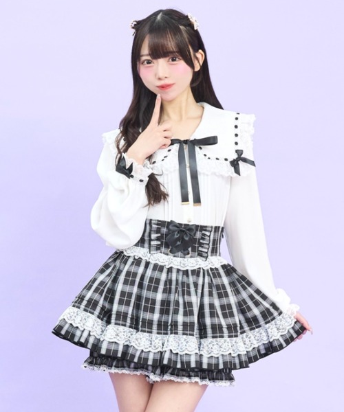 Secret Honey(シークレットハニー)の「はしごレースセーラーブラウス(シャツ/ブラウス・レディース・オフホワイト/ピンク/ブラック・MEDIUM)」の5枚目の写真