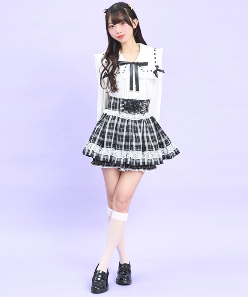 Secret Honey(シークレットハニー)の「はしごレースセーラーブラウス(シャツ/ブラウス・レディース・オフホワイト/ピンク/ブラック・MEDIUM)」の4枚目の写真