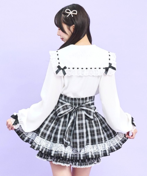 Secret Honey(シークレットハニー)の「はしごレースセーラーブラウス(シャツ/ブラウス・レディース・オフホワイト/ピンク/ブラック・MEDIUM)」の6枚目の写真