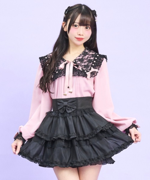 Secret Honey(シークレットハニー)の「はしごレースセーラーブラウス(シャツ/ブラウス・レディース・オフホワイト/ピンク/ブラック・MEDIUM)」の10枚目の写真