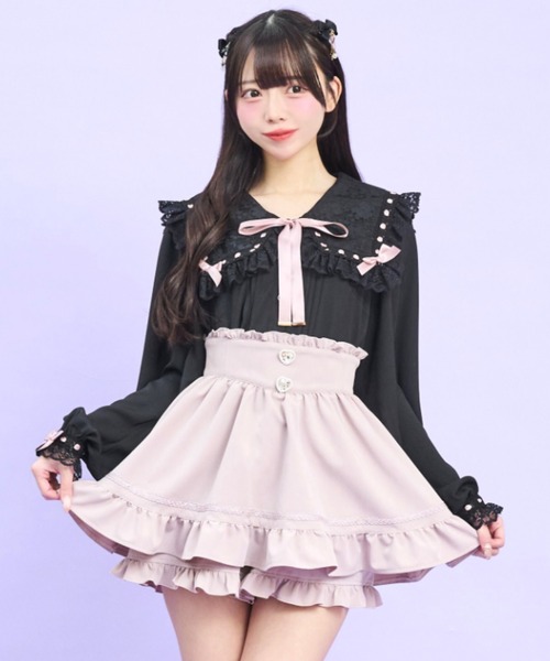 Secret Honey(シークレットハニー)の「はしごレースセーラーブラウス(シャツ/ブラウス・レディース・オフホワイト/ピンク/ブラック・MEDIUM)」の8枚目の写真