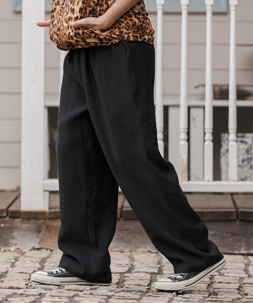 CAMBIO(カンビオ)の「mp14683-Crepe Wide Straight Pants ワイドストレートパンツ (CAM26SS-021)(その他パンツ・メンズ・ブラック/ホワイト/チャコール・L/M/S)」の4枚目の写真