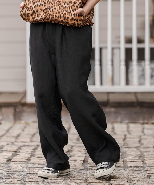 CAMBIO(カンビオ)の「mp14683-Crepe Wide Straight Pants ワイドストレートパンツ (CAM26SS-021)(その他パンツ・メンズ・ブラック/ホワイト/チャコール・L/M/S)」の6枚目の写真